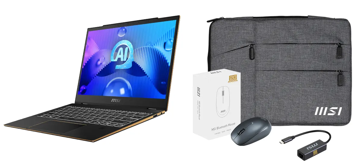 Laptop 2w1 MSI Summit E13 AI Evo A1MTG-047PL 13,3" Ultra 7 155H 32GB RAM 1TB Dysk SSD Win11 Czarny + Zestaw AKC Funkcje AI