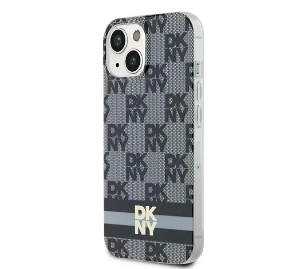 DKNY IML Checkered Mono Pattern & Printed Stripes MagSafe do iPhone 14 Czarny