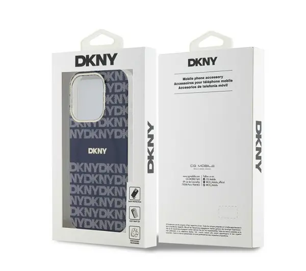 DKNY IML Mono & Stripe MagSafe do iPhone 15 Pro Niebieski