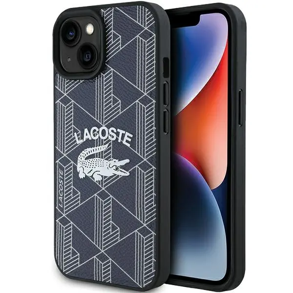 Etui Lacoste hardcase Monogram Vintage Logo MagSafe do iPhone 15 Granatowy