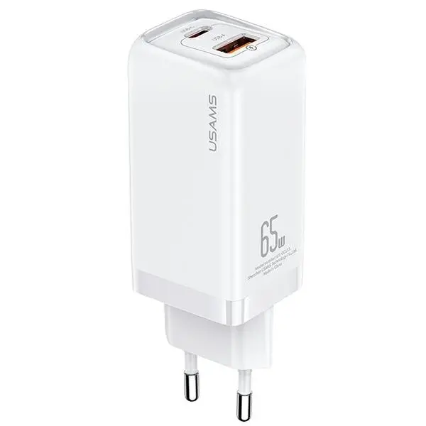 Ładowarka sieciowa USAMS T45 USB-C+USB 65W PD Super SI Biały