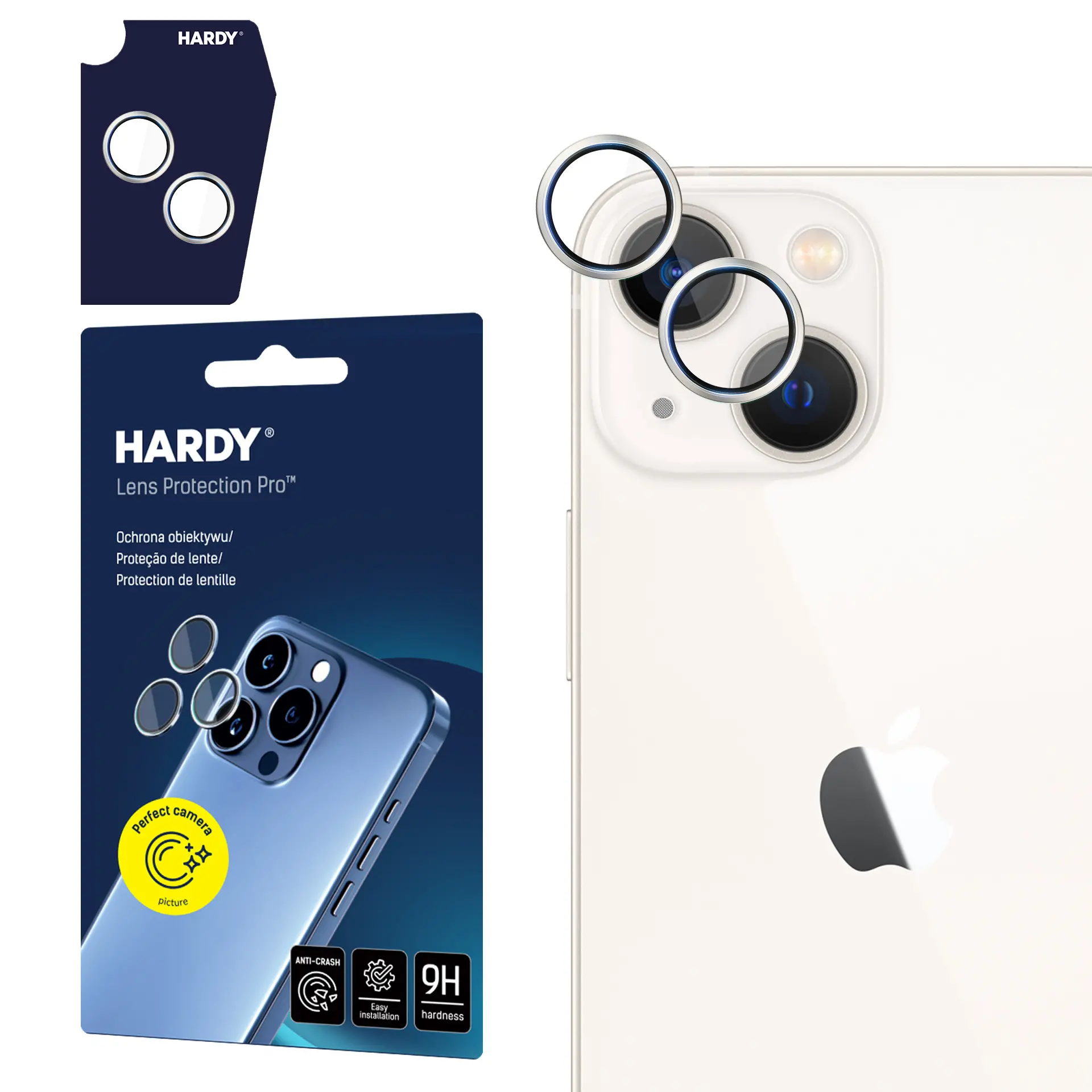 Szkło hartowane 3mk Hardy Lens Protection Pro Silver na aparat iPhone 15/15 Plus