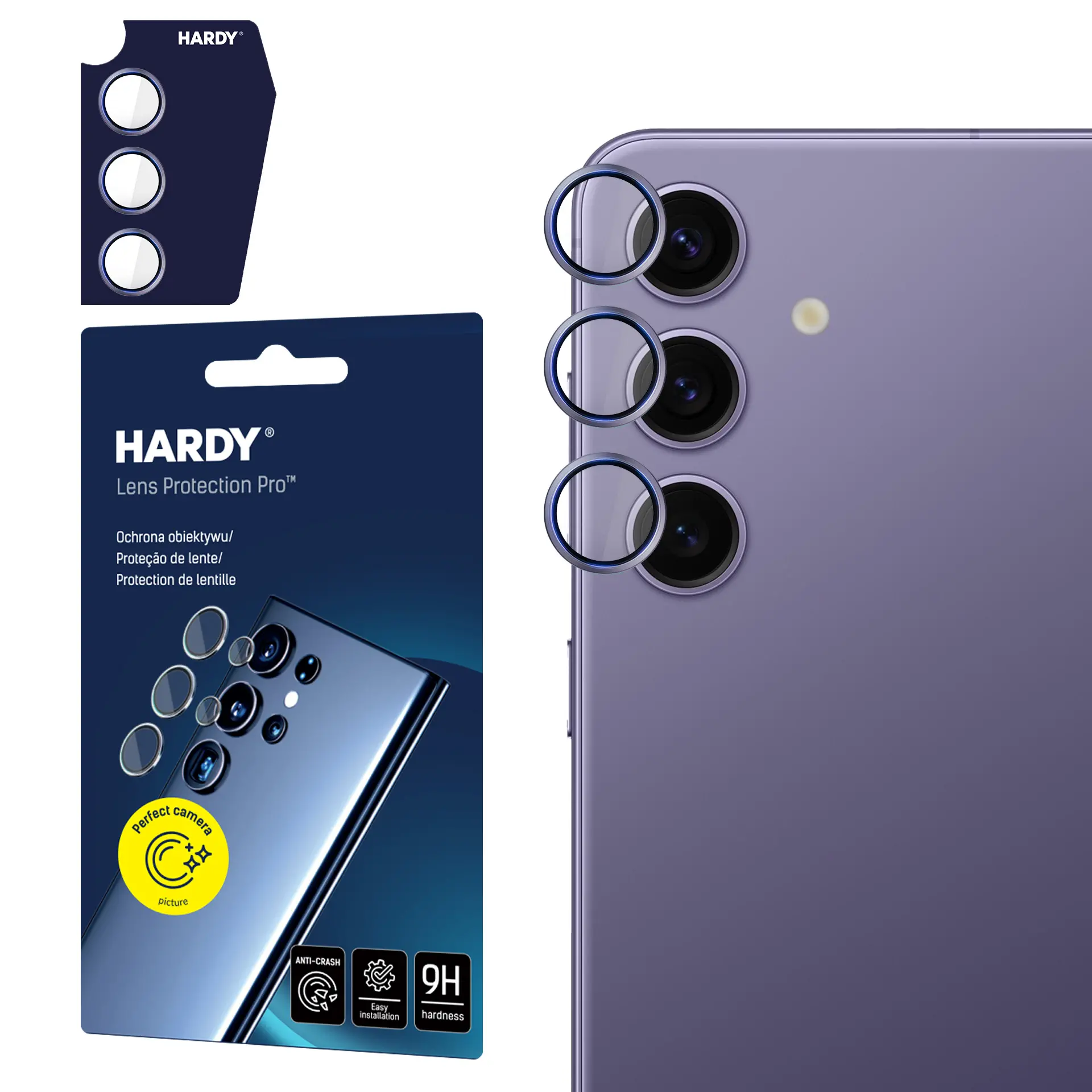 Szkło hartowane 3mk HARDY Lens Protection Pro Violet na aparat Samsung Galaxy S24+