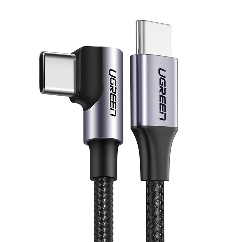 Kabel UGREEN USB-C do USB-C US255 60W kątowy Czarny