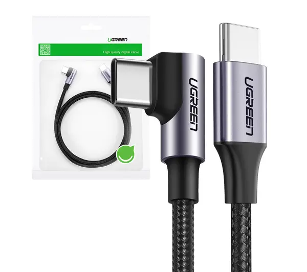 UGREEN USB-C do USB-C US255 60W kątowy Czarny