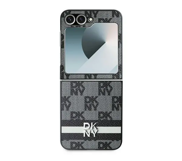 DKNY Chequered Pattern Printed Stripes do Galaxy Z Flip 6 Czarny