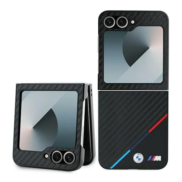 Etui BMW Carbon Tricolor do Z Flip 6 Czarny