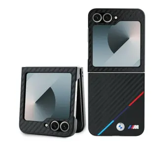 Etui BMW Carbon Tricolor do Z Flip 6 Czarny