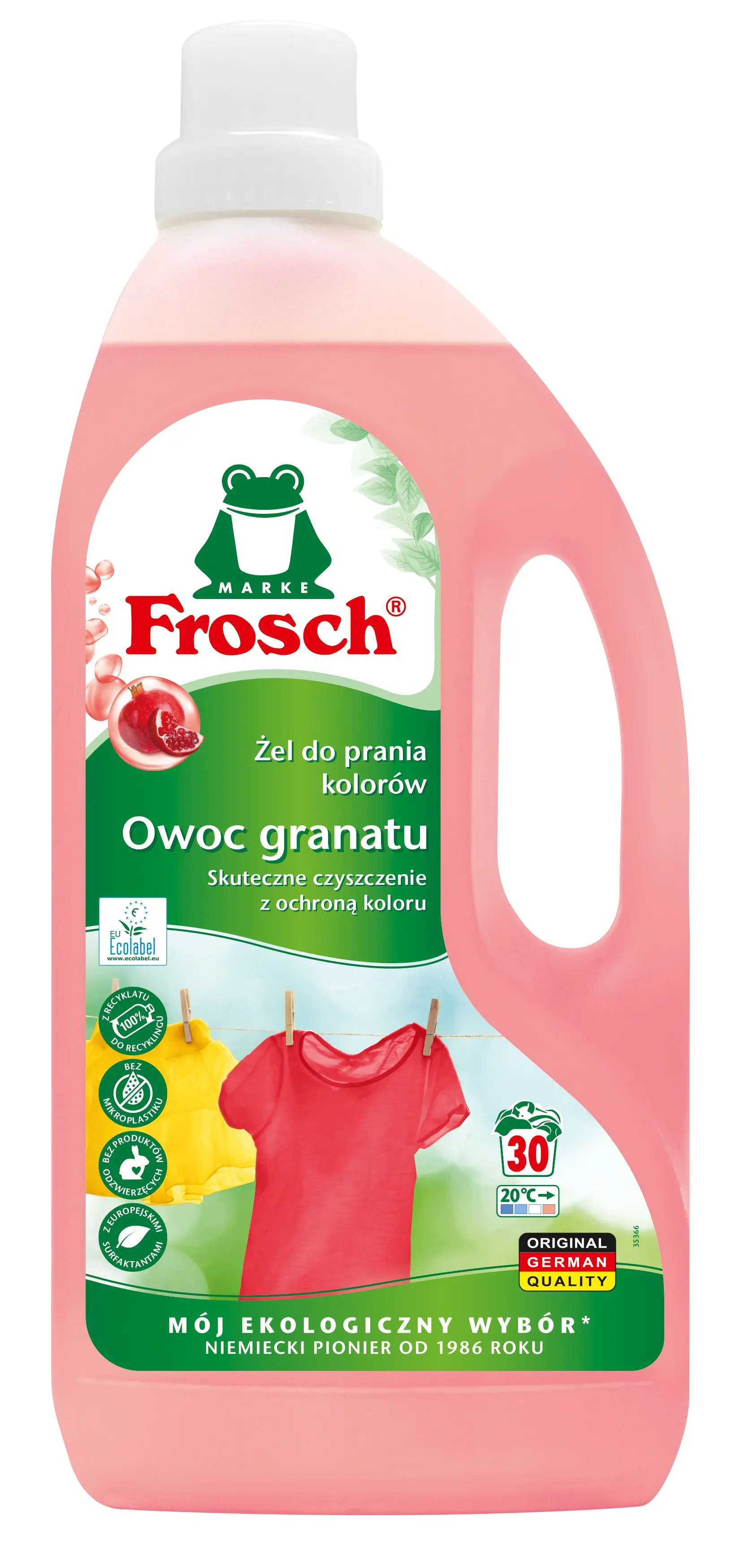 Żel do prania Frosch do tkanin kolorowych Owoc granatu 1500ml