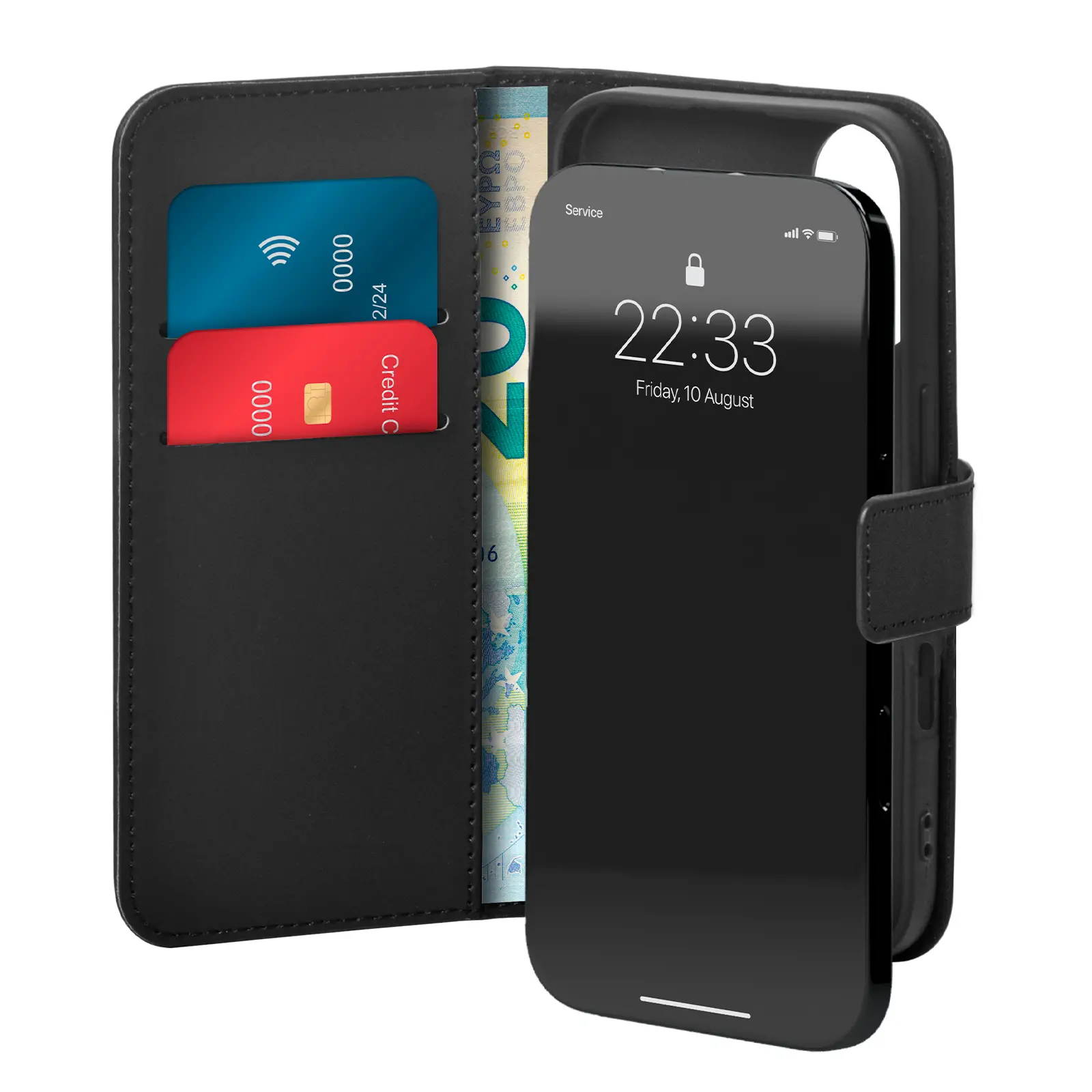 Etui Puro Case Wallet Stand do iPhone 16 Plus Czarny
