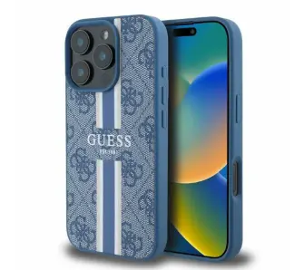 Etui Guess hardcase 4G Printed Stripes MagSafe do iPhone 16 Pro Max Niebieski