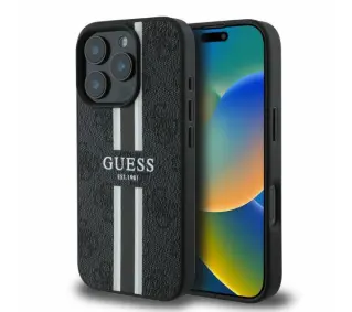 Guess 4G Printed Stripes do iPhone 16 Pro Czarny