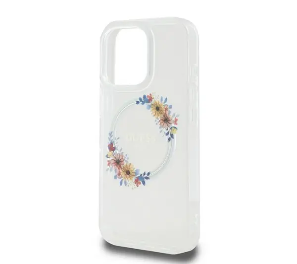Guess hardcase IML Flowers Wreath MagSafe do iPhone 16 Pro