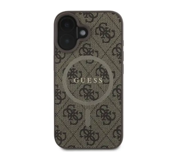 Guess 4G Ring Classic Logo MagSafe do iPhone 16 Brązowy