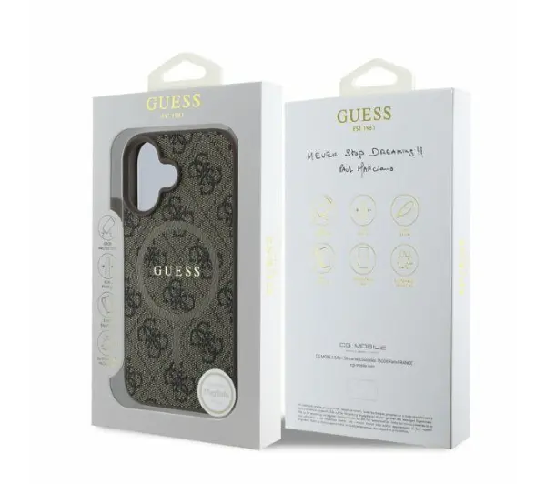 Guess 4G Ring Classic Logo MagSafe do iPhone 16 Brązowy