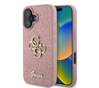 Etui Guess hardcase Fixed Glitter Big 4G do iPhone 16 Różowy