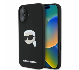 Karl Lagerfeld Silicone Karl Head Print MagSafe do iPhone 16 Czarny