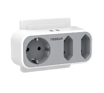 Gniazdo sieciowe Tessan TS-324-DE 3gniazda 2x USB Biało-szary