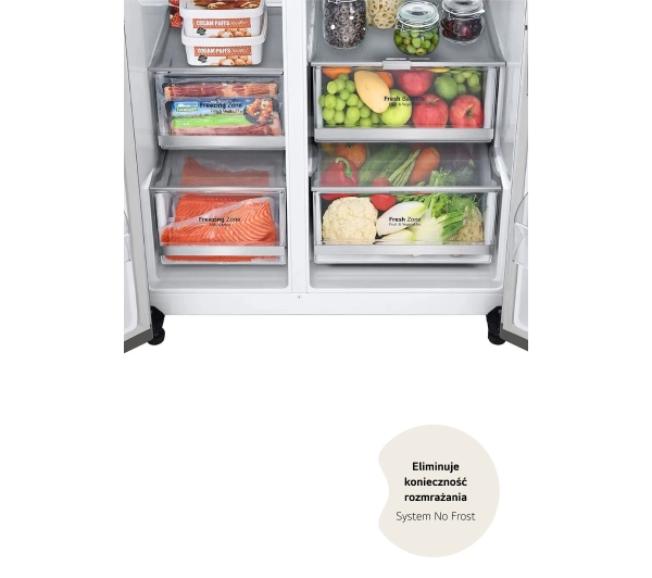 LG SBS InstaView GSGV80PYLL Funkcje AI Pełny No Frost 179cm Dystrybutor wody Komora świeżości Zdalne sterowanie Srebrny - TRZECI -55%, ALBO 5-TY ZA 1ZŁ - Kup na Raty - RRSO 0%