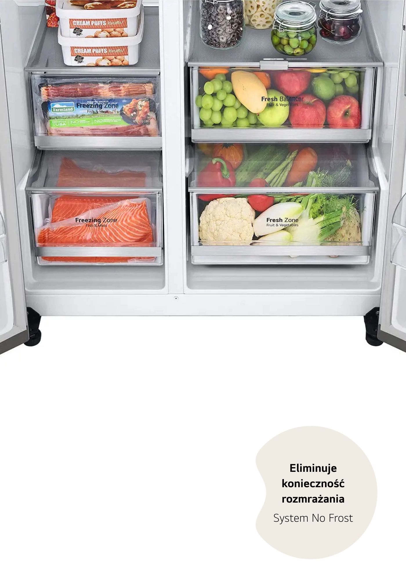 Lodówka LG SBS InstaView GSGV80PYLL Pełny No Frost 179cm Dystrybutor wody Komora świeżości Zdalne sterowanie Srebrny