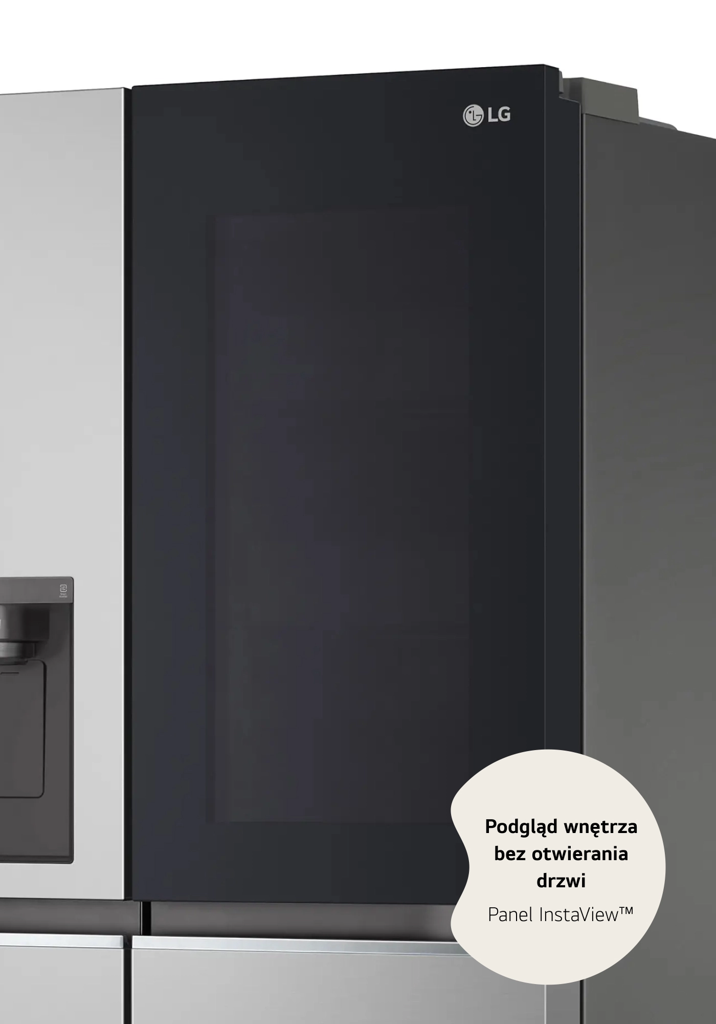 Lodówka LG SBS InstaView GSGV80PYLL Pełny No Frost 179cm Dystrybutor wody Komora świeżości Zdalne sterowanie Srebrny