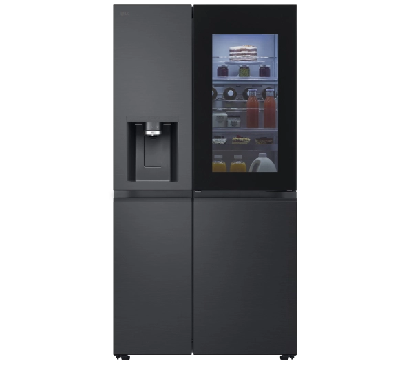 LG SBS Instaview GSXE90EVAD Pełny No Frost 179cm Dystrybutor wody Komora świeżości Zdalne sterowanie Ciemny grafit stal