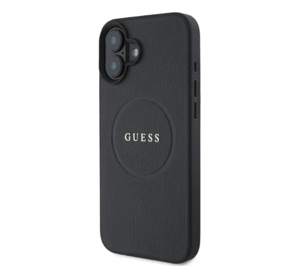 Guess Grained Gold Ring MagSafe do iPhone 16 Czarny