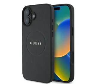 Guess Grained Gold Ring MagSafe do iPhone 16 Czarny