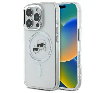 Etui Karl Lagerfeld IML Metal Karl&Choupette Head MagSafe do iPhone 16 Pro Max Biały