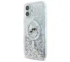 Etui Karl Lagerfeld Liquid Glitter Karl&Choupette Head MagSafe do iPhone 16 Przezroczysty