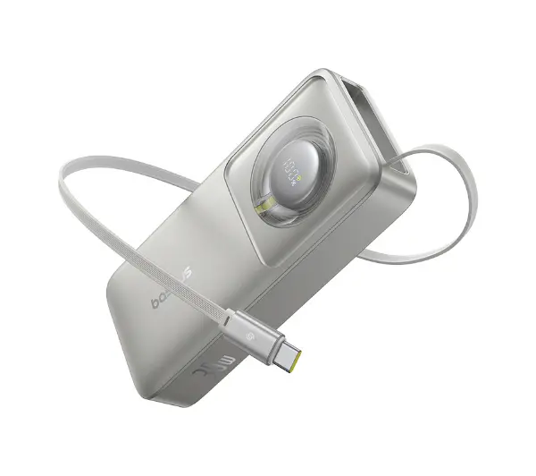 Baseus Free2Pull 10000mAh 30W Wbudowany kabel Szary