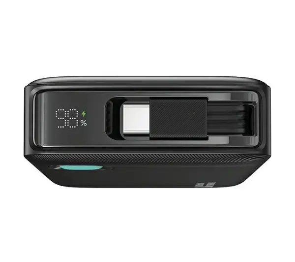 USAMS US-CD224 Ze zwijanym kablem USB-C Retractable 10000mAh PD20W Fast Charge XY Series Fioletowy