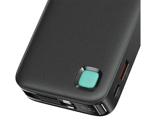 USAMS US-CD224 Ze zwijanym kablem USB-C Retractable 10000mAh PD20W Fast Charge XY Series Fioletowy