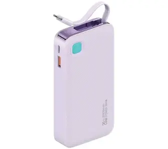Powerbank USAMS US-CD224 Ze zwijanym kablem USB-C Retractable 10000mAh PD20W Fast Charge XY Series Fioletowy