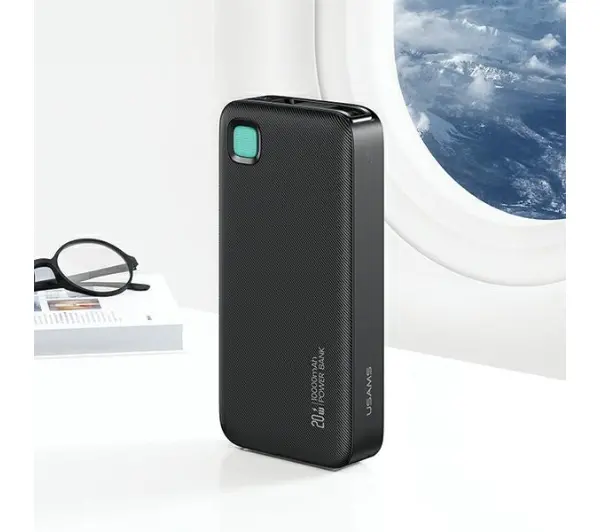 USAMS US-CD224 Ze zwijanym kablem USB-C Retractable 10000mAh PD20W Fast Charge XY Series Fioletowy