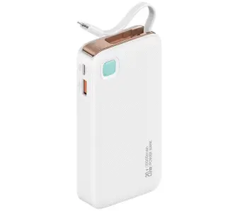 Powerbank USAMS US-CD225 Ze zwijanym kablem Lightning Retractable 10000mAh PD 20W Fast Charge XY Series Biały