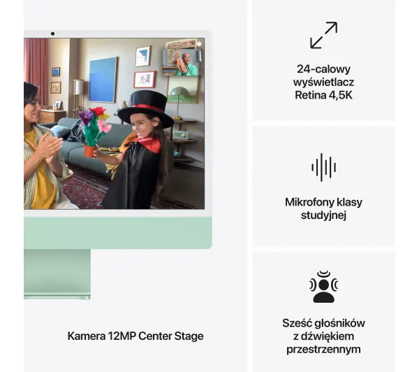 Apple iMac Retina 4.5K M4 10-rdzeni 23,5" 16GB RAM 256GB Dysk SSD macOS Zielony - Kup na Raty - RRSO 0%