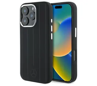 Mercedes-Benz Silicone Vertical Tonal Stripes do iPhone 16 Pro Max Czarny