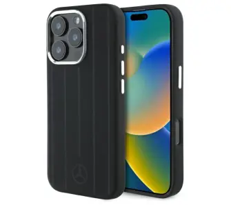 Etui Mercedes-Benz Silicone Vertical Tonal Stripes do iPhone 16 Pro Max Czarny