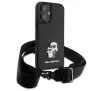 Etui Karl Lagerfeld Saffiano Karl&Choupette Metal Pin CBDY Strap do iPhone 16 Czarny