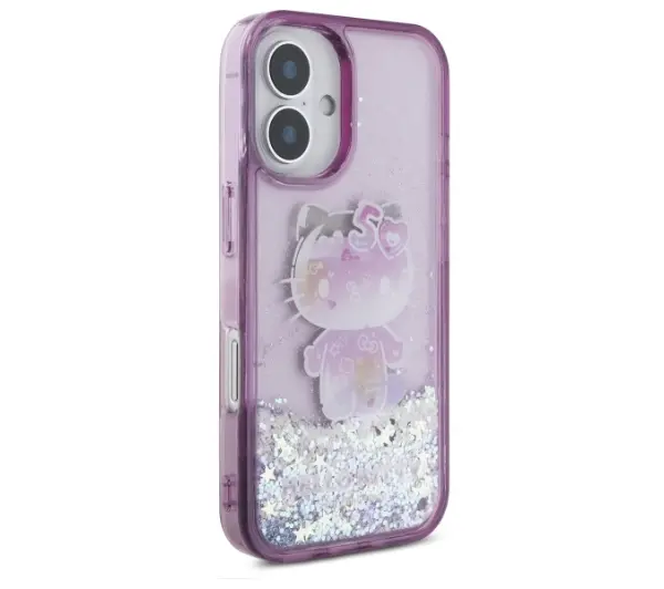 Hello Kitty Liquid Glitter 50TH Anniversary Party do iPhone 16 Fioletowy