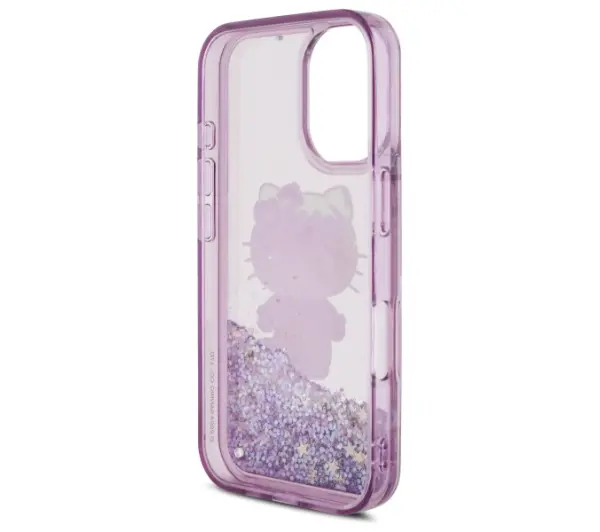 Hello Kitty Liquid Glitter 50TH Anniversary Party do iPhone 16 Fioletowy