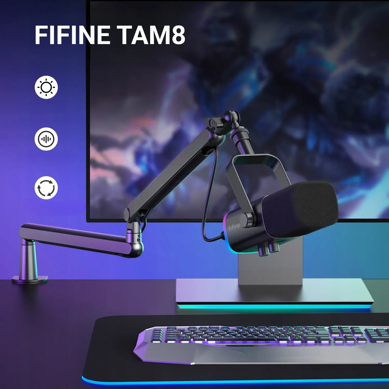фото Мікрофон студійний/ для стрімінгу, подкастів Fifine TAM8