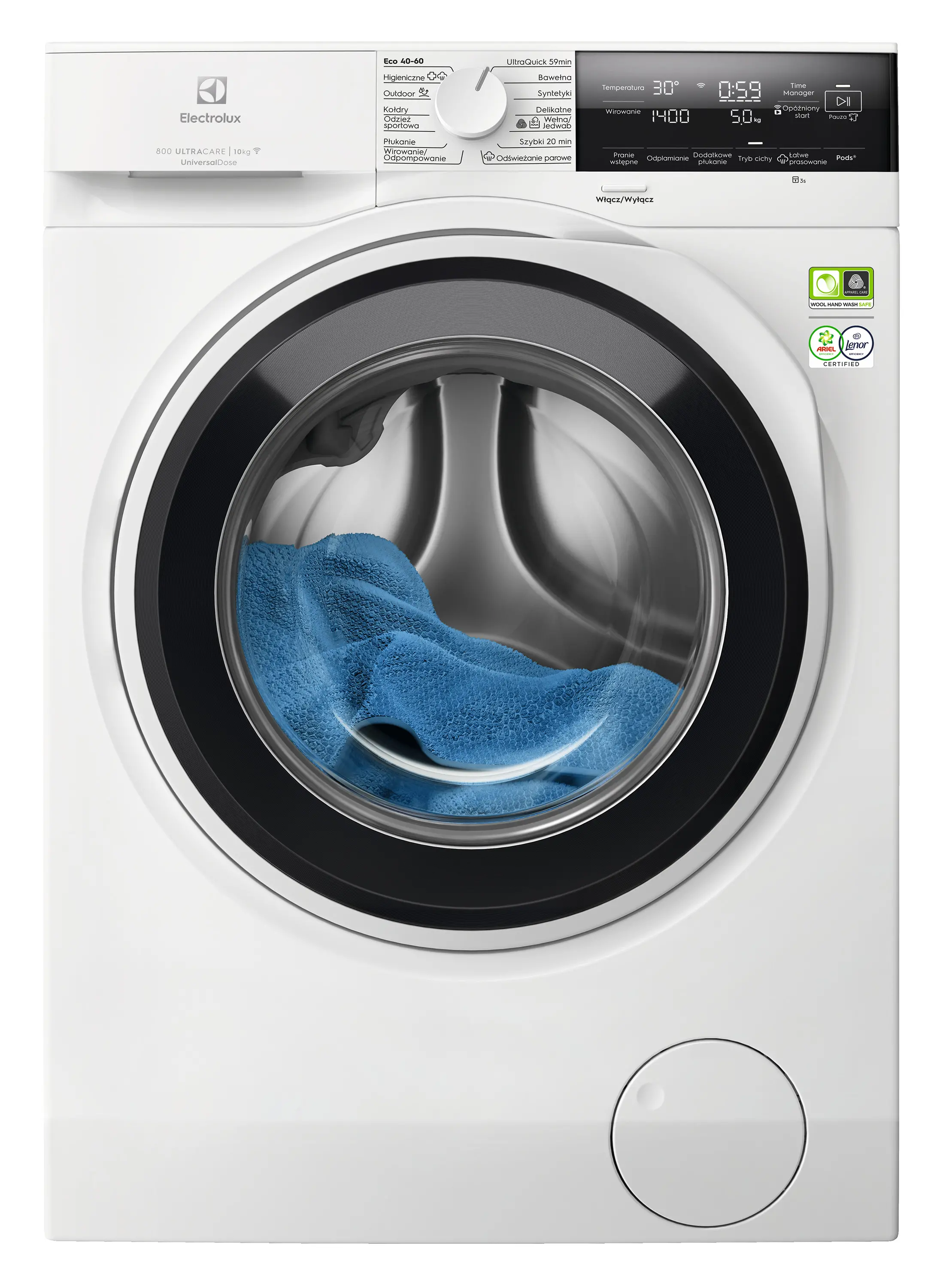 Pralka Electrolux 800 UltraCare EW8F3614QP Funkcje AI 10kg 1600obr/min Zdalne sterowanie UniversalDose