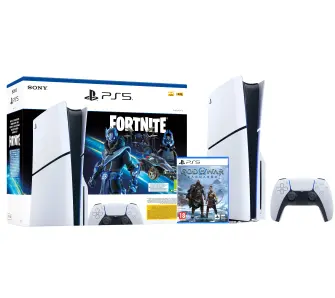 Konsola Sony PlayStation 5 Slim D Chassis (PS5) 1TB z napędem Fortnite Cobalt + God of War Ragnarok