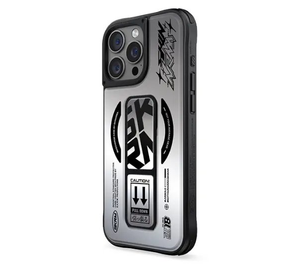 Skinarma Magnetic Charging Grip Stand do iPhone 16 Pro Srebrny