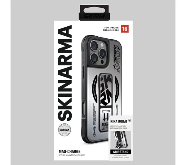 Skinarma Magnetic Charging Grip Stand do iPhone 16 Pro Srebrny