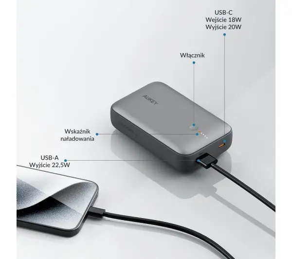 Aukey PB-Y57 20000mAh 22,5W Szary