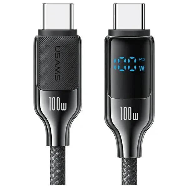 Kabel USAMS USB-C do USB-C 100W 1,2m Digital Display Zinc Alloy Fast Charging Data Cable HX Series