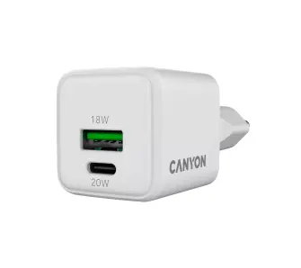 Ładowarka sieciowa Canyon CU20AC GaN 20W 1xPD 1xQC Biały